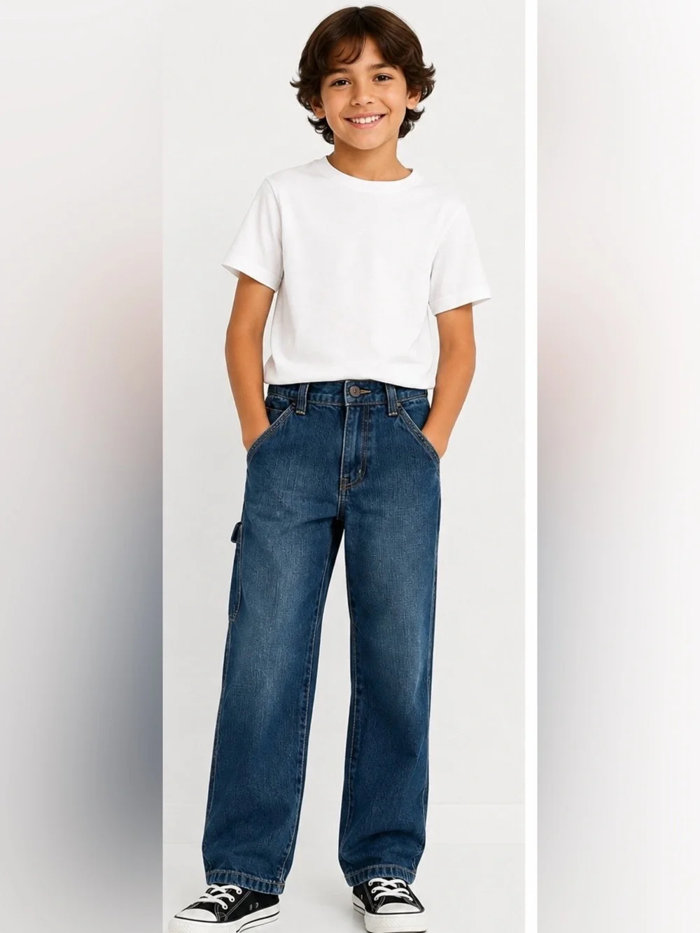 Gymboree Boys Carpenter Utility Jeans Size 6 Navy Blue Adjustable Waist